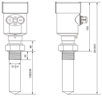 80G雷達(dá)料位計(jì)RD704外形尺寸圖