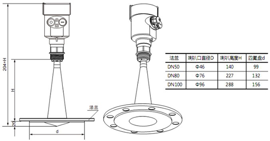 80G雷達(dá)料位計(jì)RD709外形尺寸圖